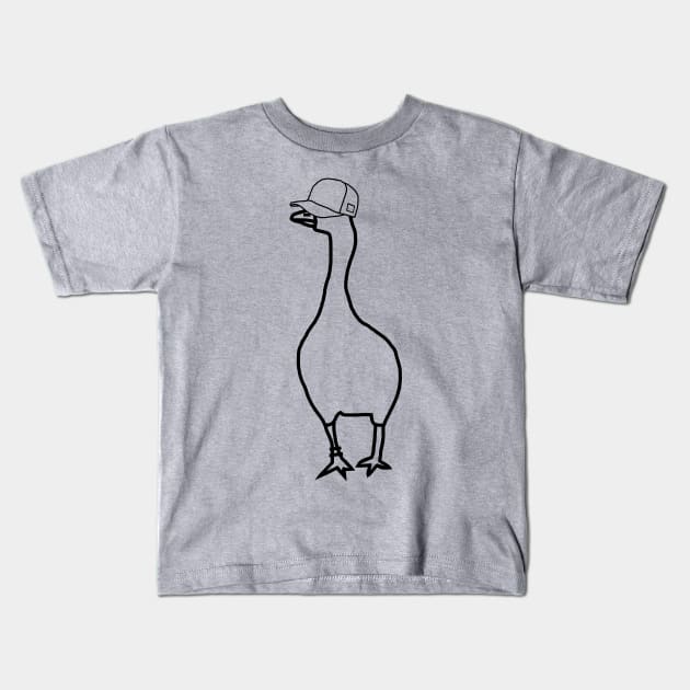 White Goose Wearing Stolen Hat Outline Kids T-Shirt by ellenhenryart